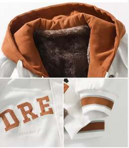 Casual Hombres al aire libre Suelto con capucha Varsity Bordado Letterman Chaquetas - Product Image 4