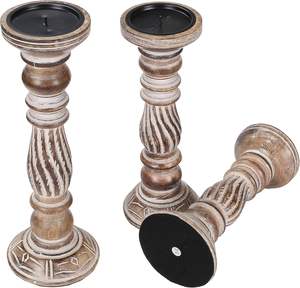 Juego de 3 Portavelas de Madera (Color - Acabado Natural, Tamaño - 14\", 12\", 10\") Portavelas de Madera - Product Image 4