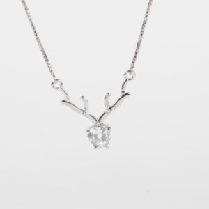 Collar clásico de diamantes de imitación de cristal con corazón de ciervo, cadenas chapadas en plata para ocasiones de fiesta de mujer - Product Image 2