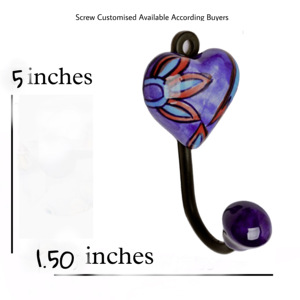 Crochet de manteau en céramique de coeur violet artisanal et cintre porte-clés carrelage mural [CIH 160] - Product Image 3