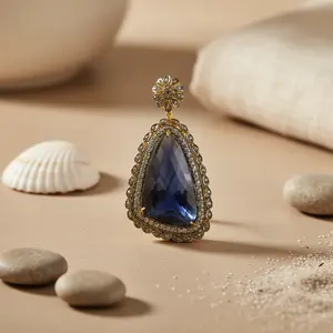 Women's Antique <b>Gold</b> Plating Sapphire Pendant <b>Necklace</b> White <b>Gold</b> Rose <b>Gold</b> Freshwater <b>Pearl</b> Diamond Zircon Main Stone Jewelry - Product Image 2