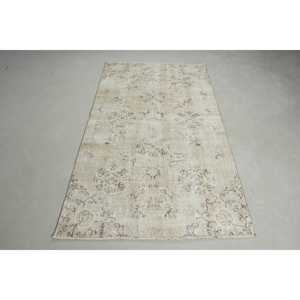 พรมขนาด 3.7x6.6 ฟุต, พรมวินเทจ, พรมขนสัตว์สีขาวลายพิมพ์สัตว์แบบตุรกี - Product Image 1