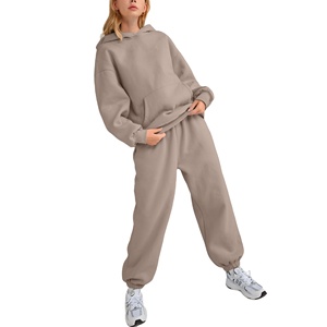 Conjunto de 2 piezas de chándal para correr de mujer personalizado al por mayor, ropa deportiva sencilla al por mayor para chándal de mujer de invierno - Product Image 3