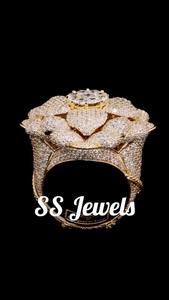 Bague personnalisée 3D Fleur Hip Hop Unisexe Bustdown Argent 925 Glacé VVS Moissanite Diamant Big Pinky Anneau Pour Cadeau de Noël - Product Image 5