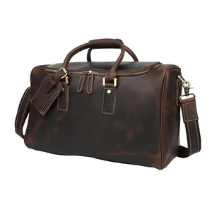 กระเป๋าเดินทางขนาดใหญ่พิเศษ สำหรับวันหยุดสุดสัปดาห์ สีน้ำตาลเข้ม หนังแท้ 100% กระเป๋าถือขึ้นเครื่องบิน กระเป๋าเดินทางแบบดัฟเฟิล สำหรับผู้ชาย - Product Image 1