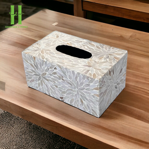Boîte à mouchoirs en bois écologique de luxe avec porte-serviettes en coquillage fait à la main pour salon bureau bureau décor Carton Vietnam - Product Image 4