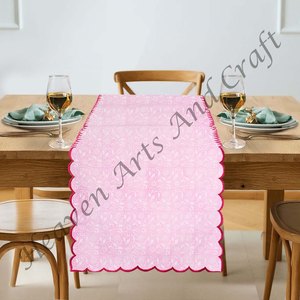 2025 indien Floral main bloc impression 100% coton tissu broderie bord chemins de Table pour mariage événement décor à la maison chambre en plein air - Product Image 1