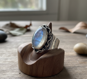 อัญมณี925ลาบราดอไรต์ทำด้วยมือเงินทันสมัยกุหลาบชุบทองแหวนปาร์ตี้ของขวัญแต่งงานผู้หญิงอัญมณี - Product Image 2