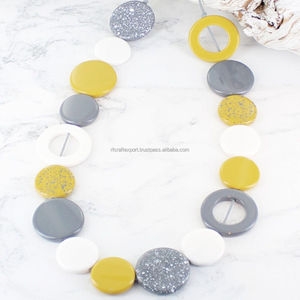 สร้อยคอทำด้วยมือคุณภาพสูงทำจากไม้เรซินจี้สร้อยคอดีไซน์แมลงเรขาคณิตโซ่ลูกปัดสไตล์ชาติพันธุ์สำหรับหมั้นเครื่องประดับสต็อก - Product Image 2