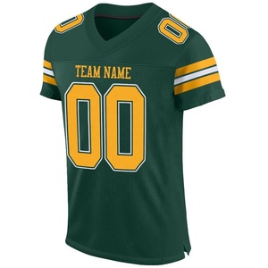 เสื้อฟุตบอลอเมริกันสไตล์แชมเปี้ยนชิพ ผ้าโพลีเอสเตอร์พรีเมียม ชุดทีมชาย สีเขียวเหลือง เสื้อฟุตบอลคอวี ผ้าตาข่าย - Product Image 1