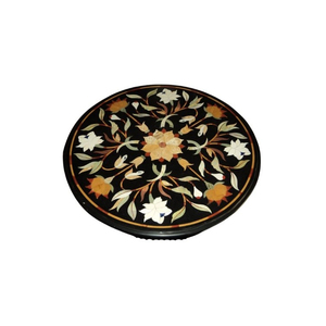 โต๊ะกาแฟหินอ่อนฝังง่ายต่อการตกแต่งบ้านอัญมณีกึ่งมีค่าฝัง pietra เฟอร์นิเจอร์วิลล่าคอลเลกชันสีดำทันสมัย - Product Image 1