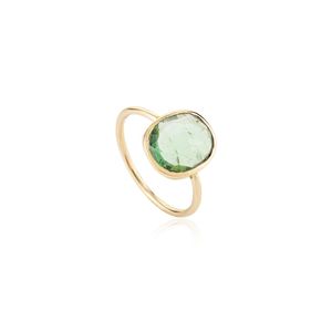 Anillo de mujer de turmalina de corte desigual Natural de oro amarillo sólido de 18 quilates al por mayor último diseño piedra única fiesta de boda diaria - Product Image 3