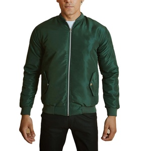 2025 blouson bombardier de couleur verte unie pour hommes 100% tissu en polyester col côtelé durable vêtements d'hiver blouson bombardier à quantité minimale de commande bas - Product Image 2