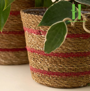 Macetas de flores tradicionales tejidas con algas marinas ecológicas hechas a mano variedad de colores personalizados Vietnam - Product Image 3