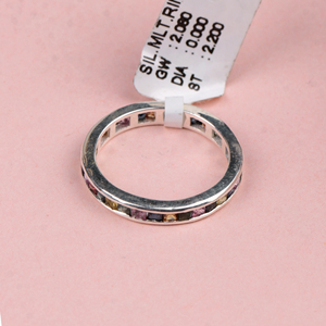 Real Multi Sapphire Channel <b>Set</b> <b>Ring</b> In 925 Solid Sterling <b>Silver</b> Birthstone Rainbow Band Filigree <b>Rings</b> for Women - Product Image 3