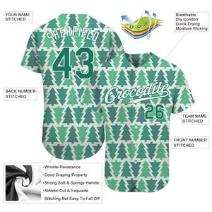 Diseño más vendido Impreso Kelly Green-White Christmas 3D Authentic Baseball Jersey - Product Image 3