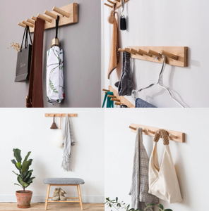 Set of 6 Modern Solid Wood <b>Wall</b> <b>Hooks</b> Multipurpose Organizer for Clothes Hats Scarves <b>Keys</b> - Product Image 4