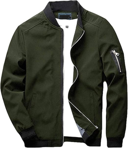 Hombres Slim Fit Ligero Softshell Flight Bomber Jacket Coat - Product Image 1
