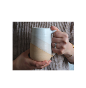 Luxury Ceramic Coffee Tea <b>Cup</b> and <b>Saucer</b> Ceramic Handbag Mug With Gold Handle and Desert White Color - Product Image 5