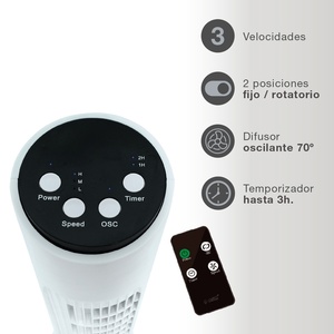 Ventilatore a torre Nandi con telecomando, bianco, 45W (Niaros 300025003) - Product Image 3