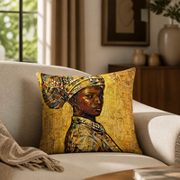 Housse de coussin décorative en polyester doux, motif femme tribale africaine, pour salon