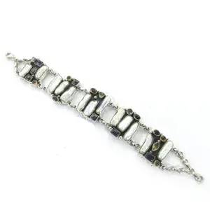 Pulsera de Plata 925 con Perlas y Piedras Preciosas para Mujer, Elegante Brazalete de Perlas para Regalo - Product Image 3