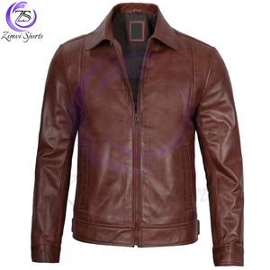 Cómodo más alta calidad Make Own 2025 Color marrón oscuro Cremallera completa Estilo Nueva llegada OEM ODM Servicio Hombres Chaquetas de cuero - Product Image 3