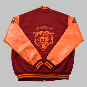 Recién llegado, chaqueta universitaria Letterman para hombre, hecha a medida, lana 100% con cuello levantado, Mangas de cuero de alta calidad para invierno - Product Image 2