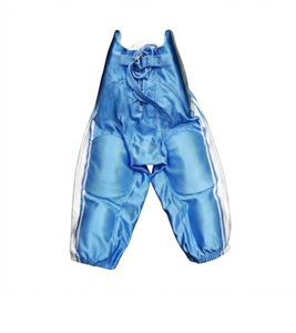 Custom Front Lace Closure White Side Stripes and Built In <b>Padding</b> 3/4 Length Uniform Pants Light Blue American Football Pants - Product Image 1
