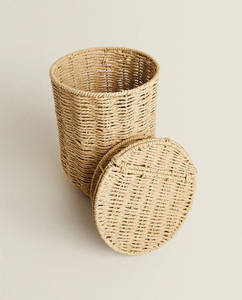 Exquisite Vintage Style Waste Paper <b>Basket</b> <b>with</b> Removable <b>Lid</b> Eco-friendly <b>Seagrass</b> Made in Viet Nam 2024 - Product Image 4