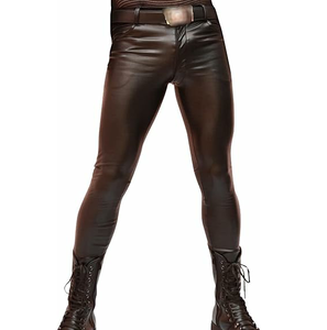 OEM pantalon en peau de mouton décontracté pour hommes de taille haute respirant personnalisé couleur noire meilleure qualité pantalon en cuir pour hommes - Product Image 3