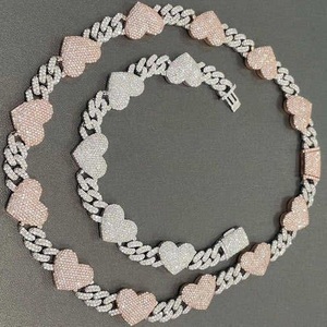 Iced Out Moissanite diamante Cadena de eslabones cubanos Ready Stocks Nuevos estilos Cross Heart Fancy Cuban Link Chain \ pulsera para hombres y mujeres - Product Image 6