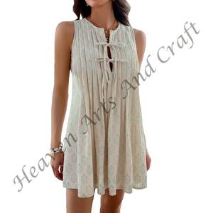 เดรสสีสันสดใสสำหรับผู้หญิงเสื้อคลุมผ้าฝ้ายพิมพ์ลายมิดิคอสไตล์อินเดียใส่ลำลองฤดูร้อน - Product Image 3