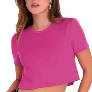 เสื้อครอปสำหรับผู้หญิงแบบสั้นเสื้อยืดผ้าฝ้ายทันสมัยทำจากผ้าฝ้าย - Product Image 6