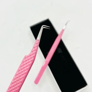 Pinzas de extensión de pestañas de etiqueta privada a granel, juego de pinzas recubiertas de polvo rosa con logotipo personalizado, pinzas para pestañas de 45 grados y 90 grados - Product Image 6