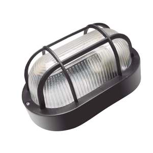 Lampe murale extérieure Hublot IP44 E27 avec grille noire 220x120x65 au design ovale - Product Image 1