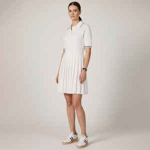 Abito <span class=keywords><strong>Polo</strong></span> Estivo da Donna a Maniche Corte con Gonna Plissettata Traspirante Elasticizzato Stile Golf Tennis Abito Maglione <span class=keywords><strong>Polo</strong></span> in Maglia - Product Image 4