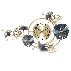 <b>Oversized</b> Ginkgo Leaf Metal <b>Wall</b> <b>Clock</b> for Wedding Gift & Diwali Decor, Modern Designer Decorative <b>Clock</b> for Home & Hallway - Product Image 4