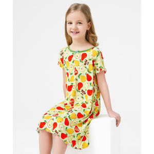 Chemises de nuit décontractées à manches courtes pour filles, en tissu tricoté doux en bambou, tailles 3T-12Y - Product Image 2