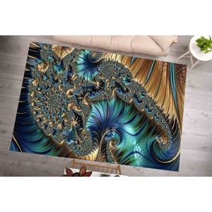 Tapis imprimé abstrait : Tapis moderne, doux, grand format pour salon, avec poils doux - Product Image 2