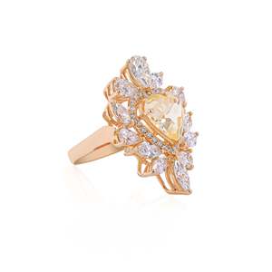 Sunshine Spectacle <b>Ring</b>-<b>Adjustable</b> Brass <b>Ring</b> with Zircon Stone Trendy Waterproof Jewelry for Anniversary - Product Image 4