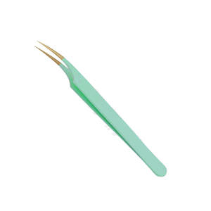 Pinzas de pestañas de volumen de 90 grados con logotipo personalizado Pinzas de pestañas de extensión de punta de fibra de acero inoxidable con etiqueta privada - Product Image 1