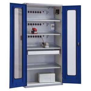 Armadio di ricarica per batterie 2000 x 1000 x 490 mm H x L x P incluso finestra di visualizzazione in vetro acrilico - Product Image 1