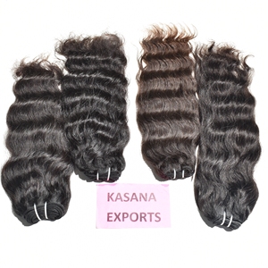 Machine double trame vague profonde indienne faisceau femmes noires non traitées cuticule aligné 100% naturel vierge brut Extensions de cheveux humains - Product Image 4