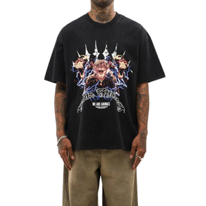 T-shirts pour hommes en coton 100% lavé, coupe ample, noir nuit, style vintage, streetwear décontracté, doux, respirant, pour un usage quotidien urbain - Product Image 4