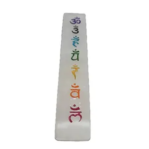 Selenite Chakra Sanskrit Word Engraved Healing Stick Wholesale Selenite Stick Buy Online From Amayra Crystals Exports India