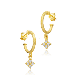 Pendientes de aro delicados con diseño floral, joyería fina turca hecha a mano al por mayor para mujer - Product Image 3
