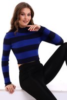Suéter de Punto de Manga Larga con Cuello Alto a Rayas para Mujer, de Alta Calidad, para Uso Casual, Oficina, Yoga, Otoño Invierno, Venta al por Mayor