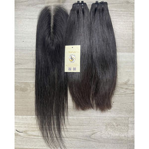 Trame de cheveux humains 100% de haute qualité directe d'usine avec fermeture à lacet transparente Extensions de cheveux haut de gamme Super Double extrémités dessinées - Product Image 1