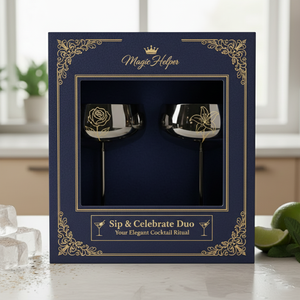 Elegante Caja de Regalo para Cócteles, Juego de Vasos de Acero Inoxidable de Doble Pared Aislados para Vino, Martini, Uso en Bar - Product Image 1